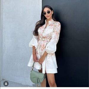 Zimmermann Floral Linen Belted Minidress, size 0, NWT